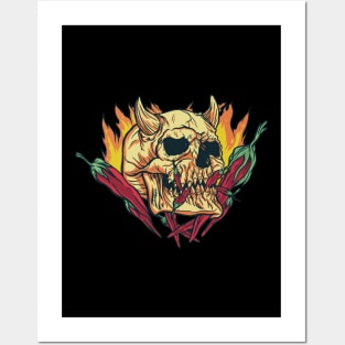 Skull with Horns Posters and Art